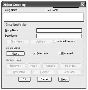 Object Grouping dialog box