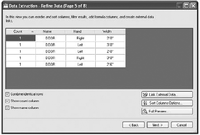 The resulting table to be extracted, as shown on the Refine Data screen of the Attribute Extraction Wizard
