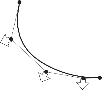 The polyline spline curve pulled toward its vertices