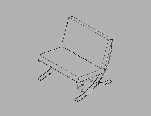 The chair in 3D with hidden lines removed