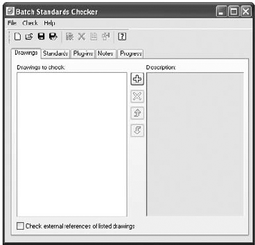 The Batch Standards Checker dialog box