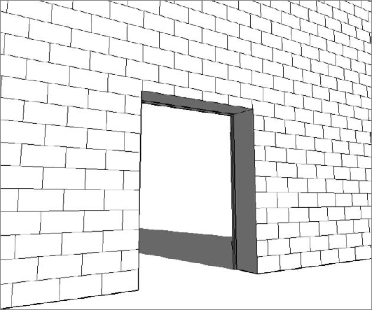 The same door at the coarse level of detail. The entire door is reduced to an opening.