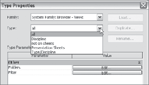 The Type Properties dialog box of a View