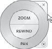 SteeringWheel tool in 2D view allows for zoom, pan, and rewind