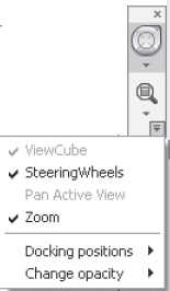 Additional settings for docking or display of the SteeringWheels