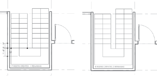 Extending the run line and the resulting lines after adjusting the risers and treads