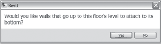 Dialog box asking if you want to attach the walls to levels