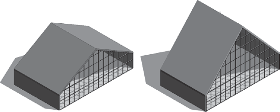 Curtain wall conforming to roof changes