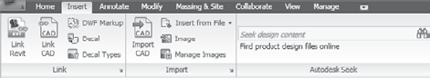 Import and Link functionality located in the Insert tab