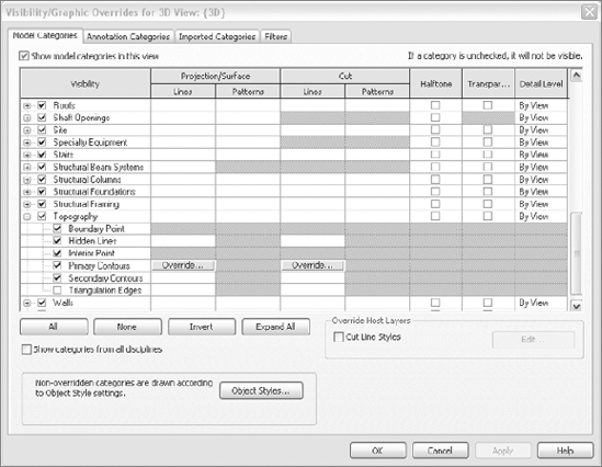 Visibility/Graphic Overrides for topography