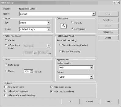 The Print Setup dialog box