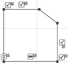 Completed sketch profile with all constraints shown