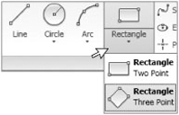 Accessing the Rectangle Three Point tool