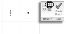 Switch points from center points (left) to sketch points (middle) with the Center Point button (right)