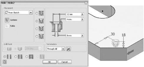 Dimensions from the chamfered corner