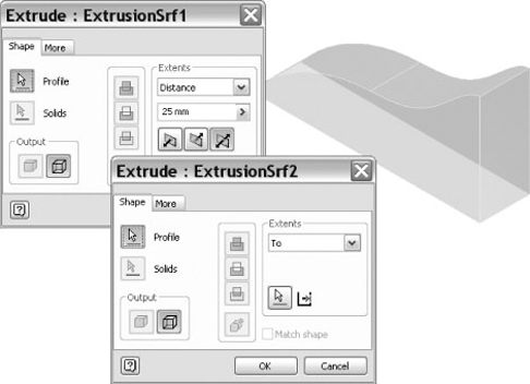 Extruded surfaces