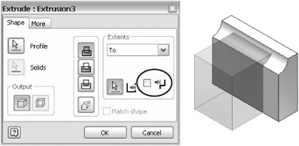 Extruding to an extended face