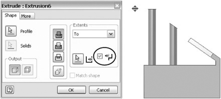 Extruding to a face and a point