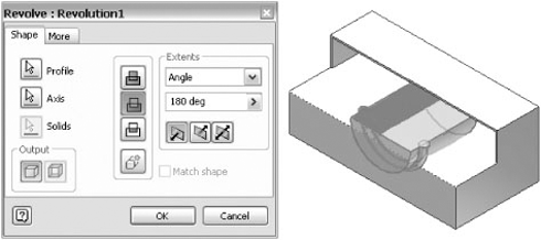 Revolving a cut feature