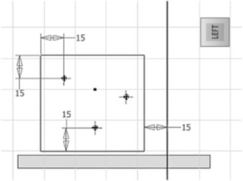 Sketch created from projected work features