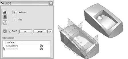 Using the Sculpt tool to cut a solid