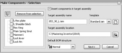 The Make Components: Selection dialog box