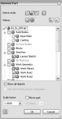 Derived part options