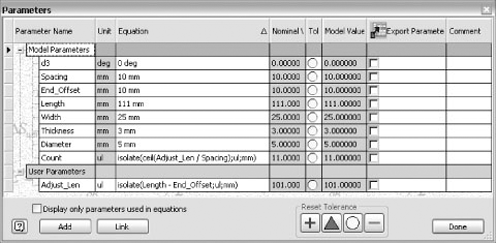 Formulas to adjust the hole spacing