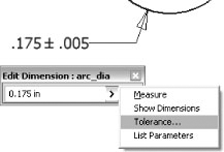 Sketch showing tolerances