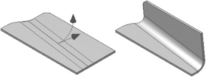 Fold tool being applied to a face with a spline contour