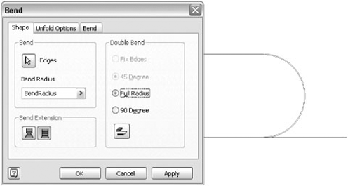 Full radius bend between parallel faces