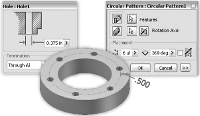 A circular pattern of the through hole feature