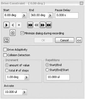 Drive Constraint dialog box options