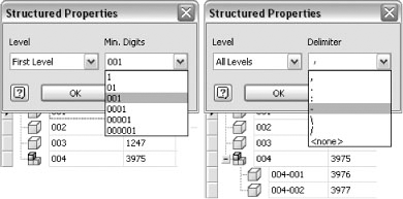 Structured Properties dialog box