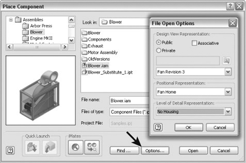 Opening a file in a representation