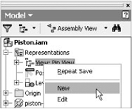 Creating a new view representation