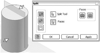 Creating a split face in the part