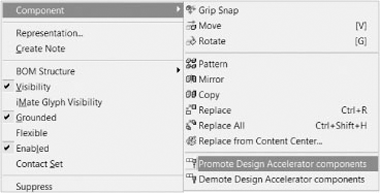 The special promote and demote tools in the Component context menu