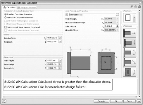 Weld calculator flagging a bad design