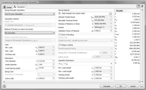 Compression spring force calculation with load lengths as input