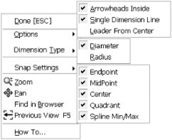 Diameter dimension options