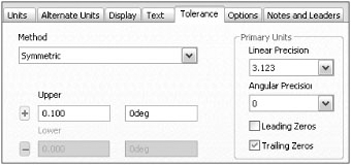 Dimension style tolerance settings