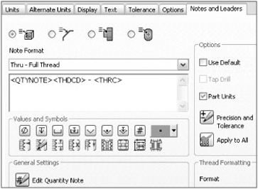 Hole note settings in dimension style