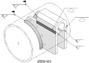 Weldment drawing with recovered annotation and weld symbols