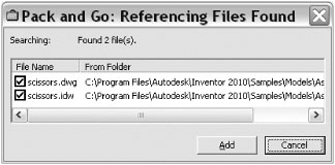 Pack And Go referencing files found