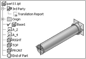 An imported Pro/ENGINEER part