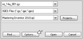 Opening an IGES file