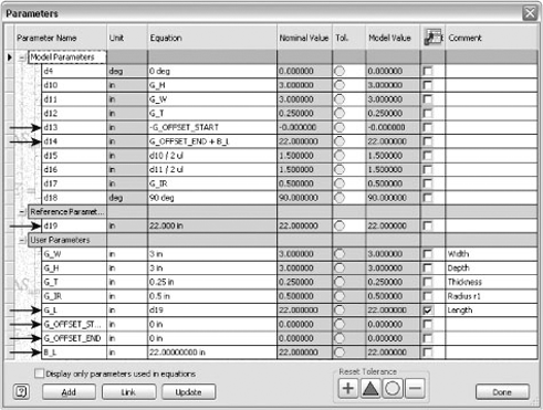 Frame member parameters