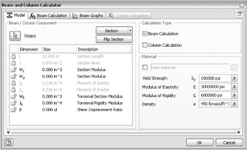 The section properties for the power roller support are loaded from the Content Center.