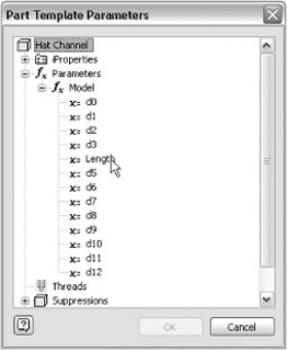 Specifying parameters for a regular part